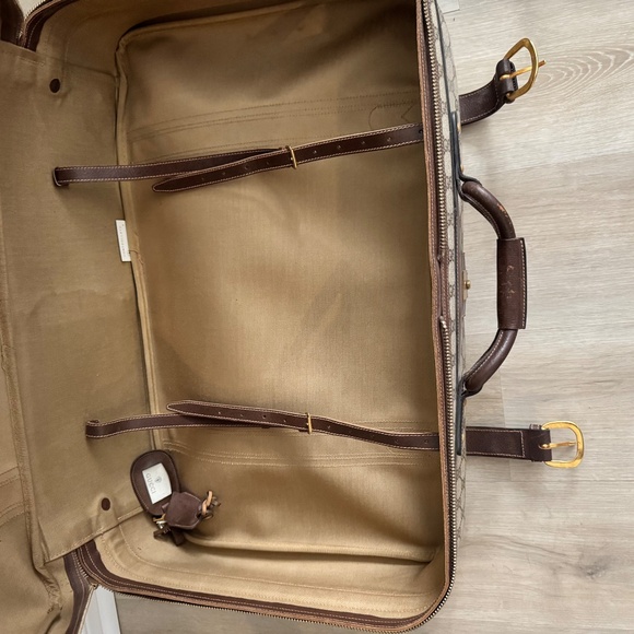 Vintage 1970 Gucci GG Supreme Suitcase Web Stripe Monogram Canvas Gold Closure - Picture 10 of 15